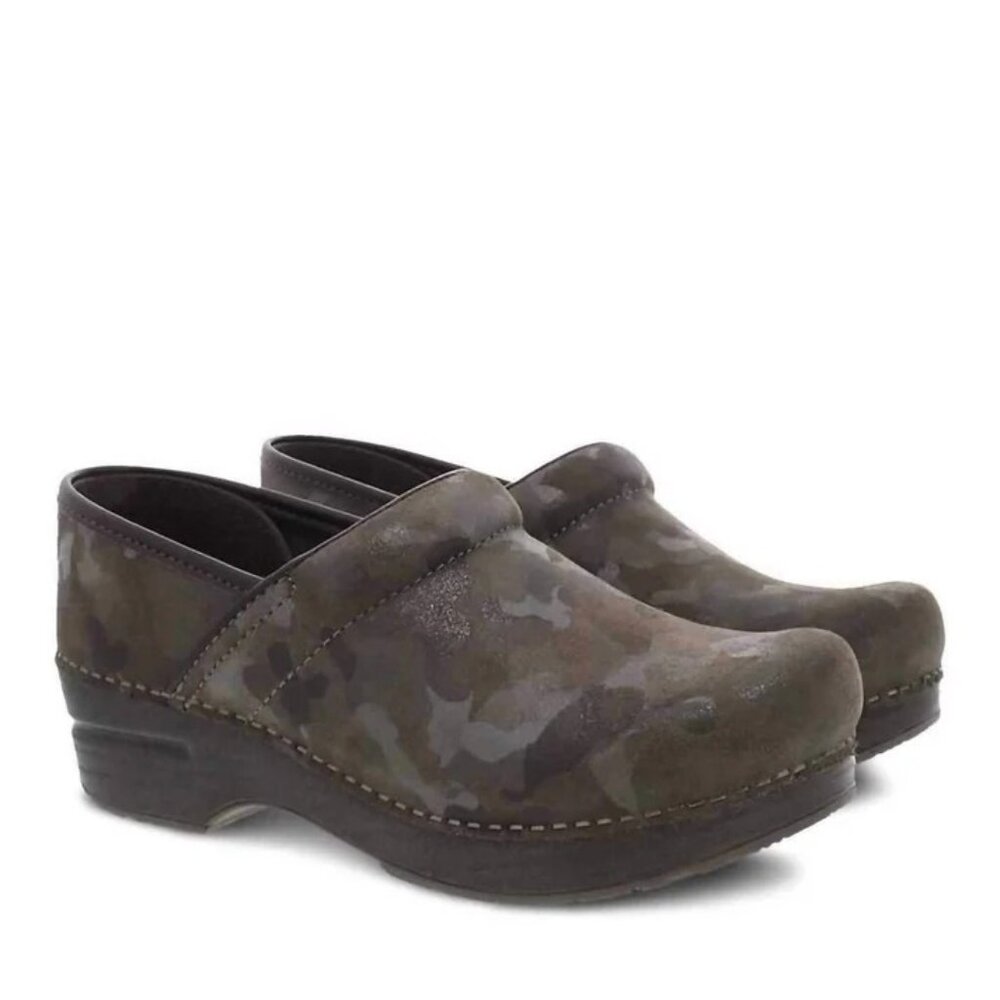 Dansko $149 Professional Clogs CAMO SUEDE Women's Euro 42 NWOT!